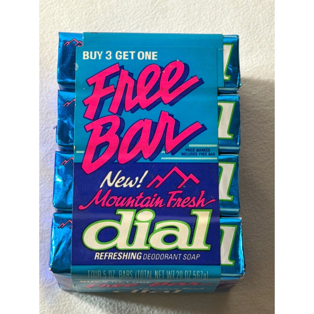 Vintage Dial Mountain Fresh Deodorant Soap 4 Bar Pack 5oz Each 20oz Total 90s